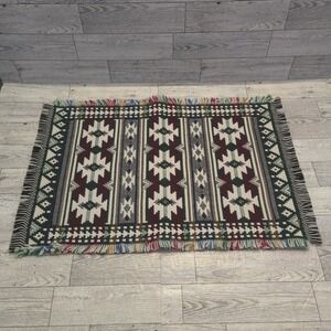 Set of 4 Southwestern Woven Placemats 21x13 Rustic Boho Farmhouse Fringe Cotton